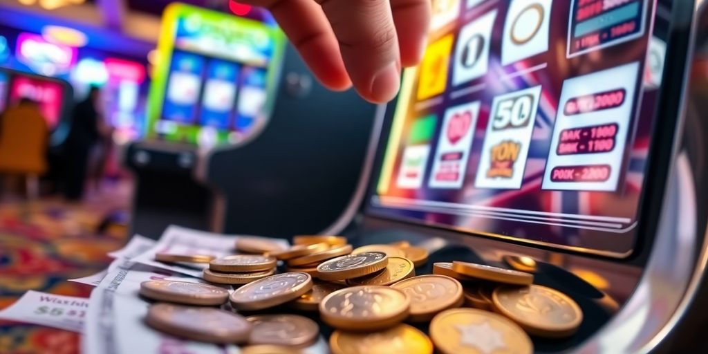 Gambling machine, British money, player interaction